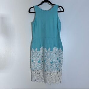 Daniel Cremieux Turquoise and White Floral Midi Dress